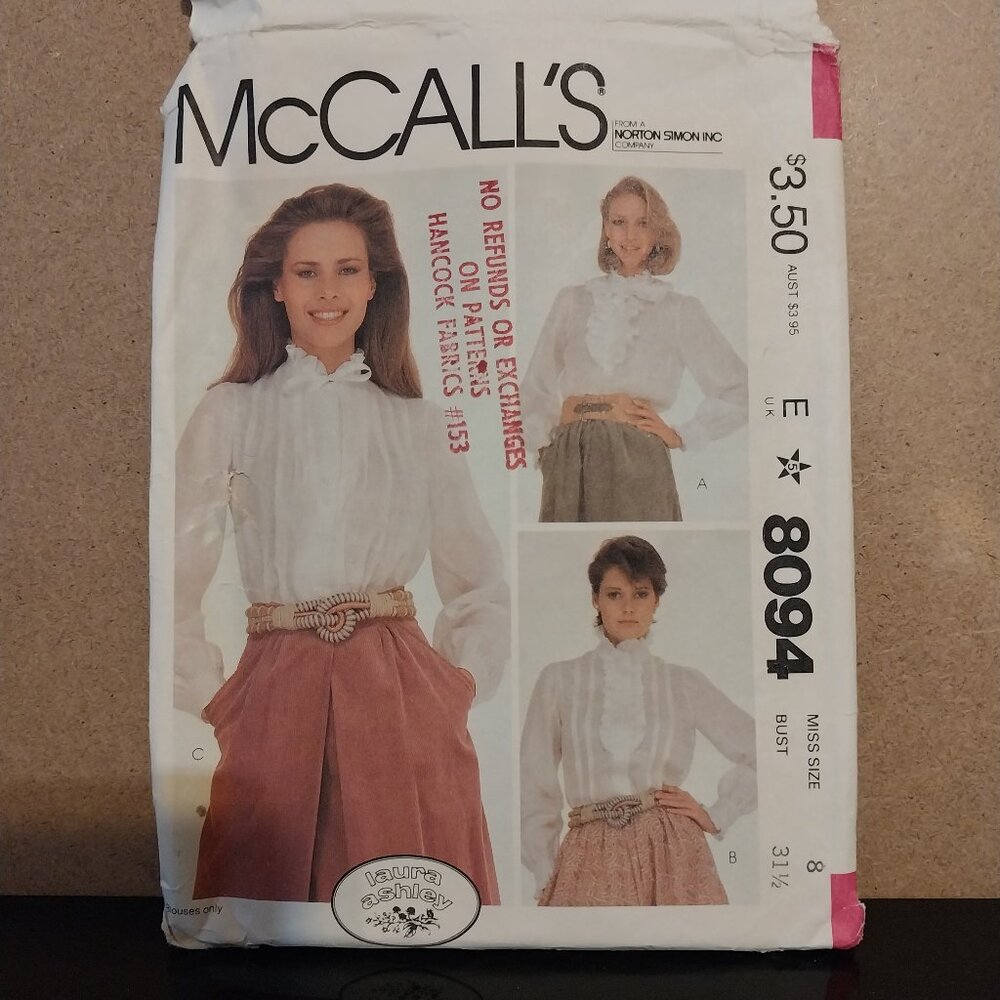 SEWING PATTERNS NEW Uncut McCall's Laura Ashley from a Norton Simon INC Company